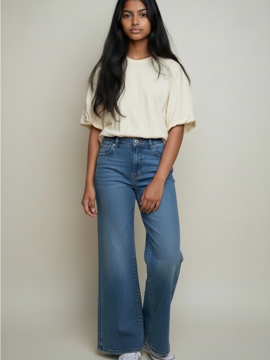 Sanctuary Denim - High-Rise Wide Leg Women's Sanctuary Denim  Jeans in Medium Blue Size 28